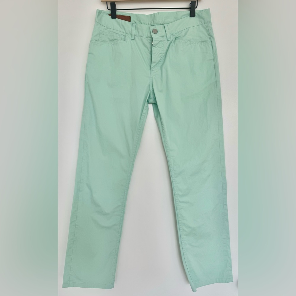Hermès Men's Lightweight Button Closure Pants in Aqua